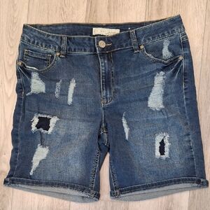 Trendy Blue Distressed Jean Shorts